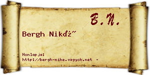 Bergh Niké névjegykártya